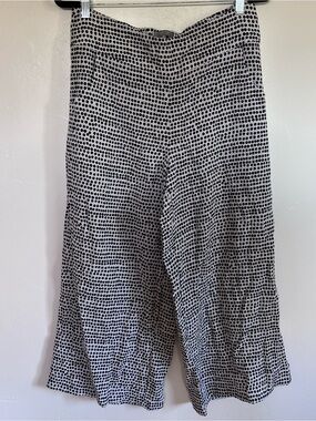 Habitat Polka Dot Cropped Wide Leg Pants Medium Black White Culottes